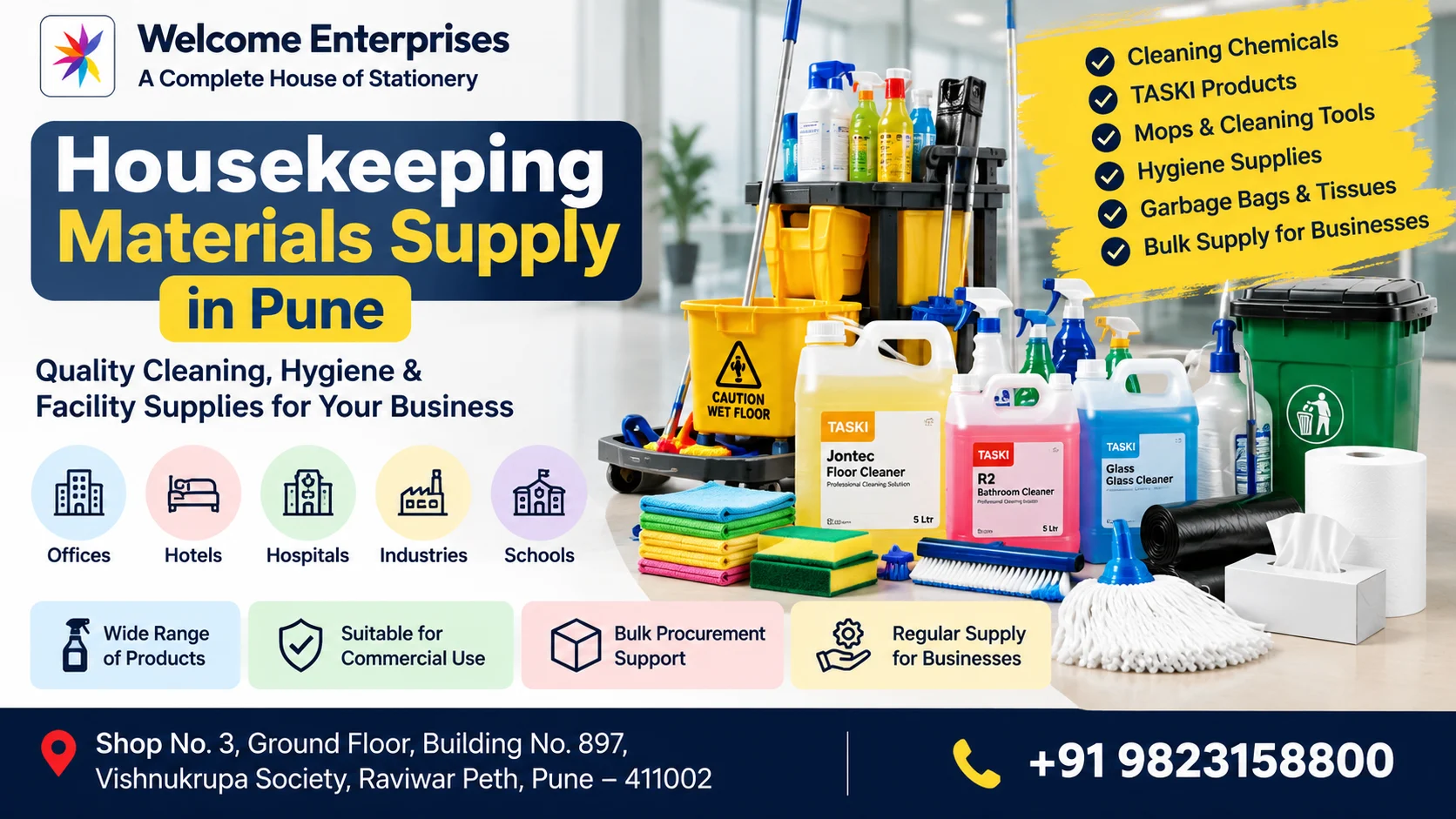 Housekeeping Materials Supply in Pune | Complete B2B Cleaning & Hygiene Supplies